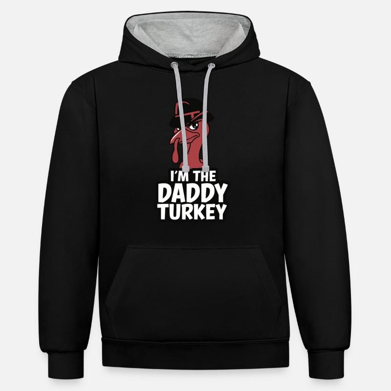 Papa Dinde Thanksgiving - Sweat à capuche contrasté - noir/gris chiné