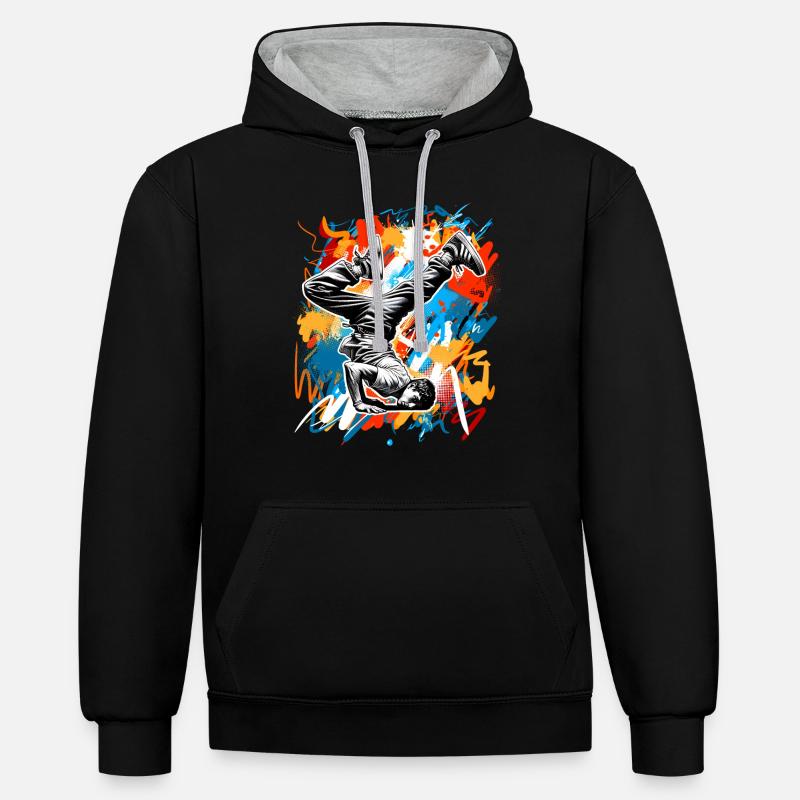 Breakdance - Sweat à capuche contrasté - noir/gris chiné