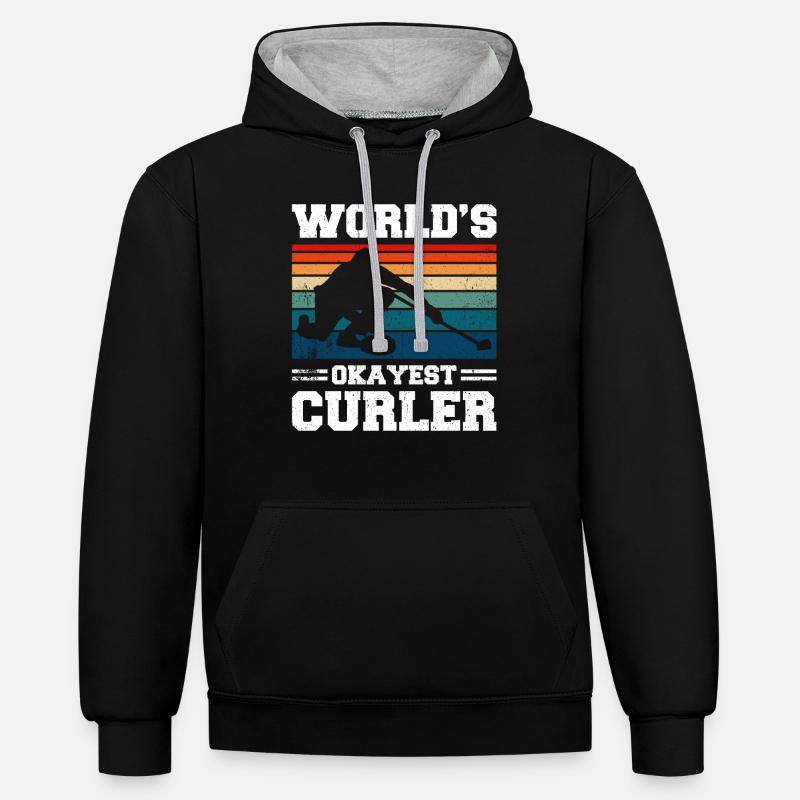 Curling Sport Curling - Sweat à capuche contrasté - noir/gris chiné