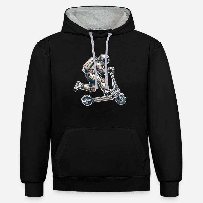 E-Scooter E-Roller Astronaut Scooter - Kontrast-Hoodie - Schwarz/Grau meliert