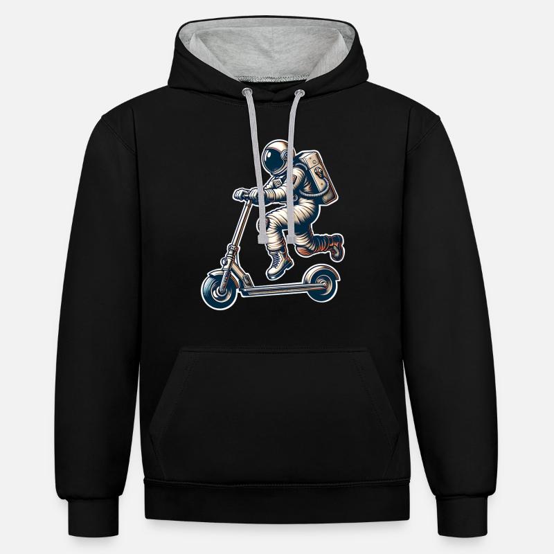 E-Scooter E-Scooter Trottinette Astronaute - Sweat à capuche contrasté - noir/gris chiné