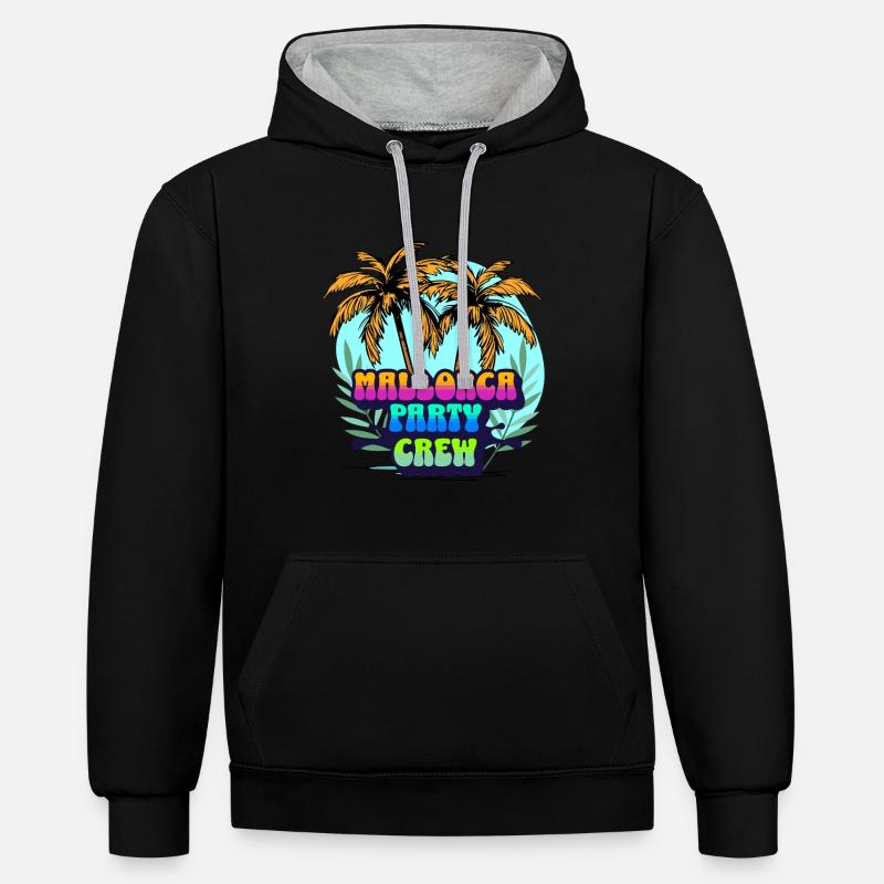 Mallorca Party Crew - Sweat à capuche contrasté - noir/gris chiné