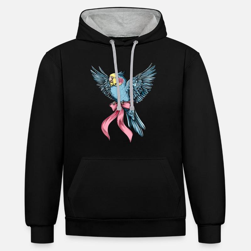 Coquette Bow Perruche Perruche Perroquet - Sweat à capuche contrasté - noir/gris chiné