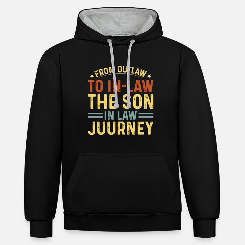 Fils préféré : père, mère, belle-mère - Sweat à capuche contrasté - noir/gris chiné