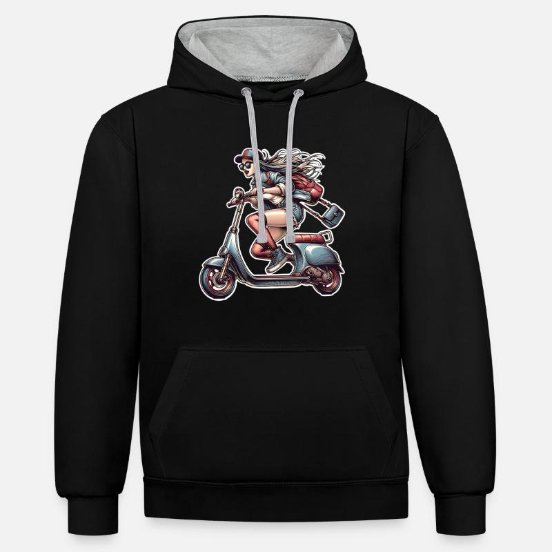 Scooter Cyclomoteur Scooter - Sweat à capuche contrasté - noir/gris chiné