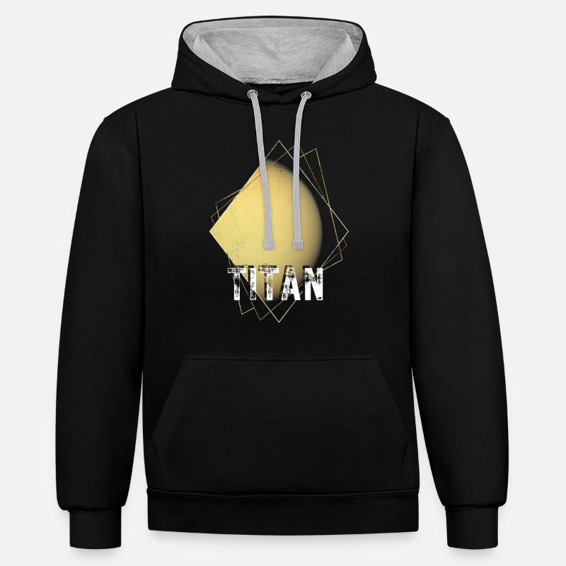 Titan Saturne Lune - Sweat à capuche contrasté - noir/gris chiné