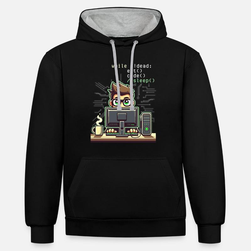 Programmierer Computercodierungssoftwareentwickler - Kontrast-Hoodie - Schwarz/Grau meliert
