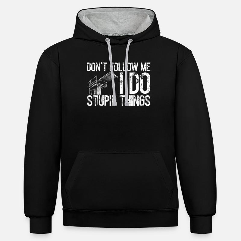 Tremplin Plongée Plongée Plongeurs - Sweat à capuche contrasté - noir/gris chiné