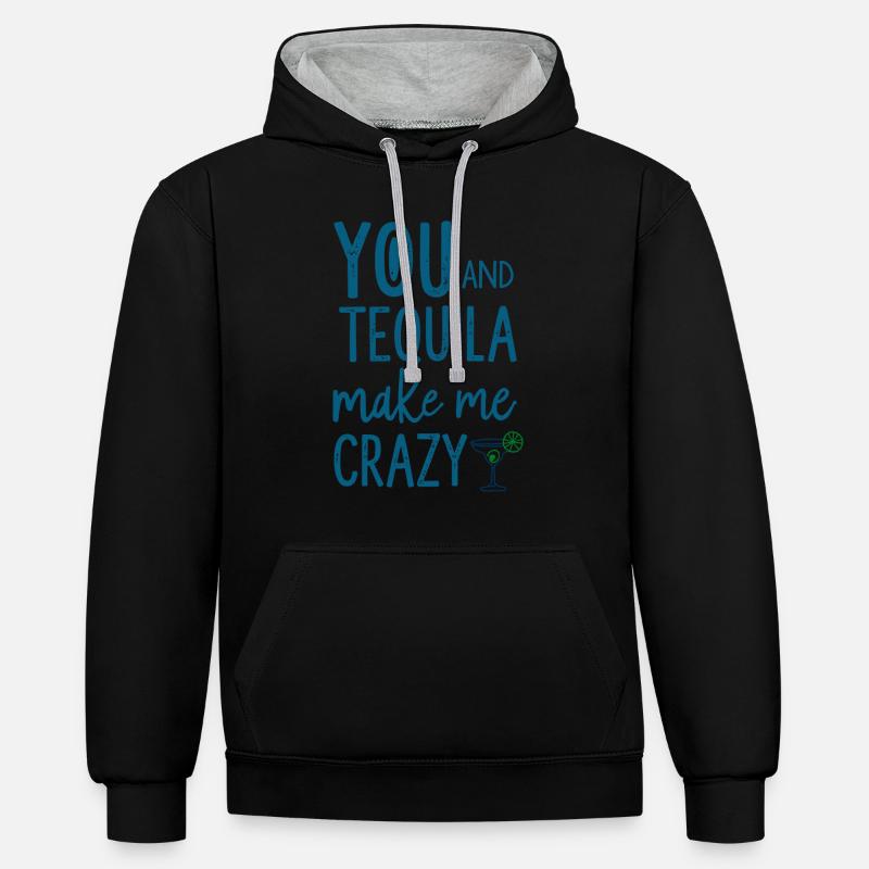 Tequila Party Dire Citation - Sweat à capuche contrasté - noir/gris chiné