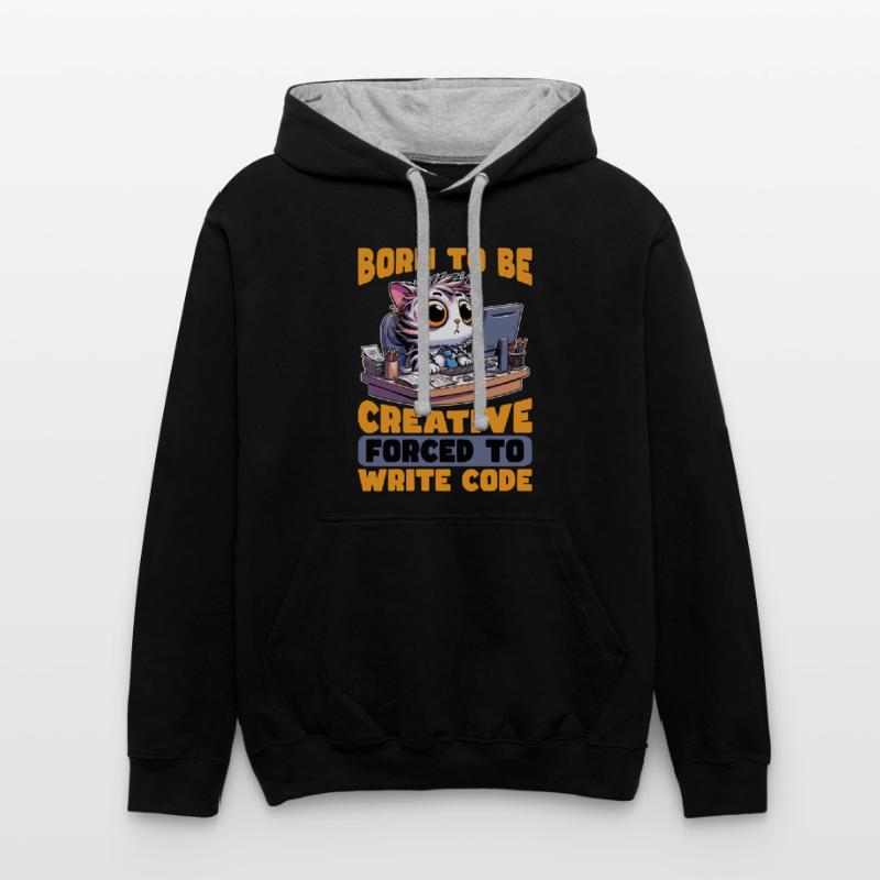 Coder Born To Be Creative Web Developer Coders Kontrast-Hoodie