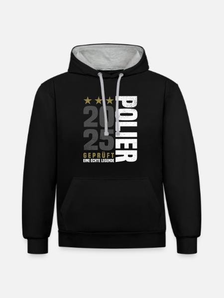 Geprüfter Polier 2025 - Kontrast-Hoodie - Schwarz/Grau meliert