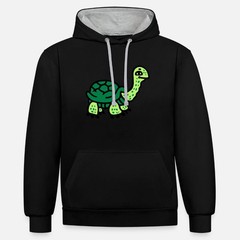Tortue 3 - Sweat à capuche contrasté - noir/gris chiné