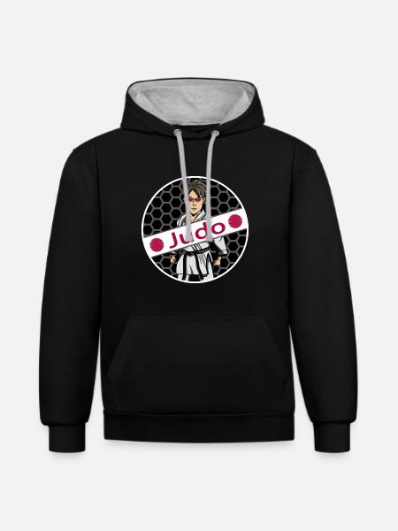 judo judoka hajime dan - Kontrast-Hoodie - Schwarz/Grau meliert