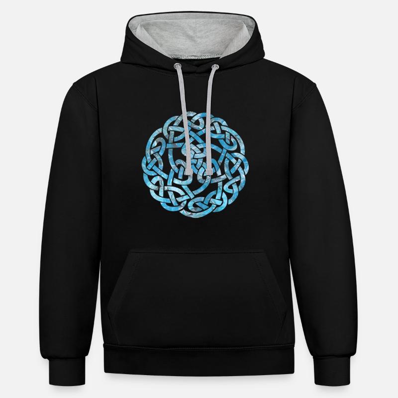 celtic knot 5 e 78 - Contrast hoodie - black/heather grey