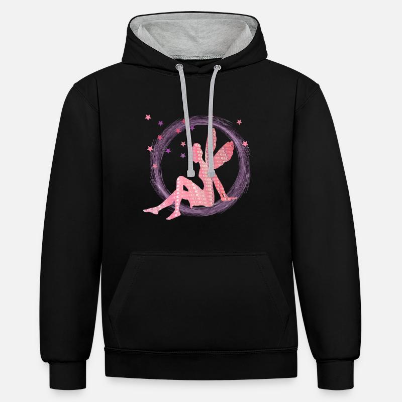 frais e 228 - Sweat à capuche contrasté - noir/gris chiné
