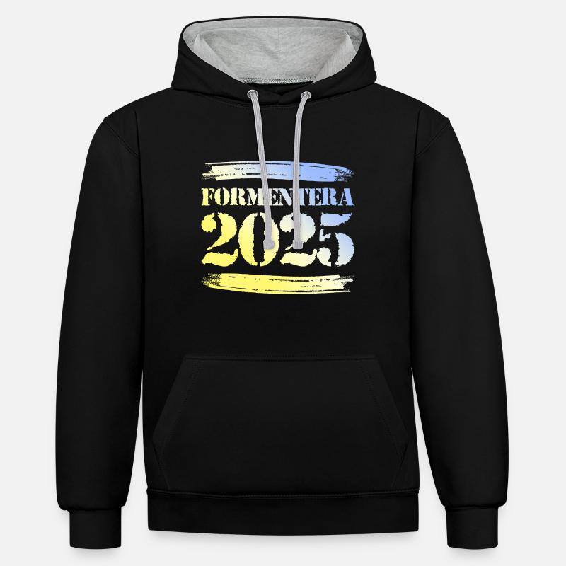 Formentera 2025 - Sweat à capuche contrasté - noir/gris chiné