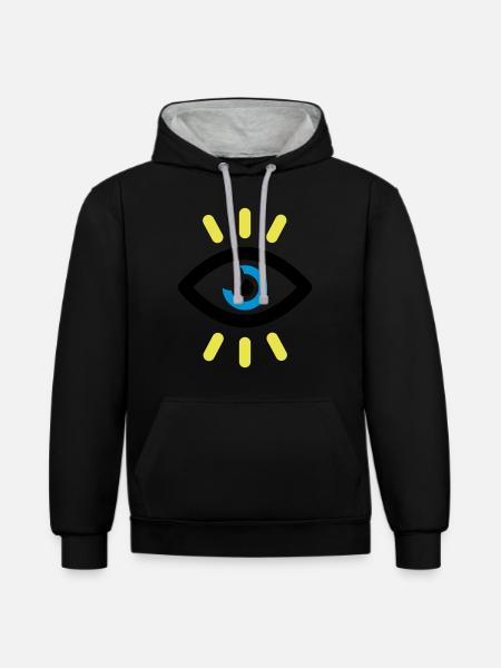 OPEN EYE SYMBOL - Contrast hoodie - black/heather grey
