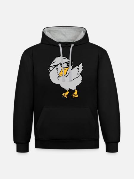 Dabbing Party Ducklings Cool - Contrast hoodie - black/heather grey