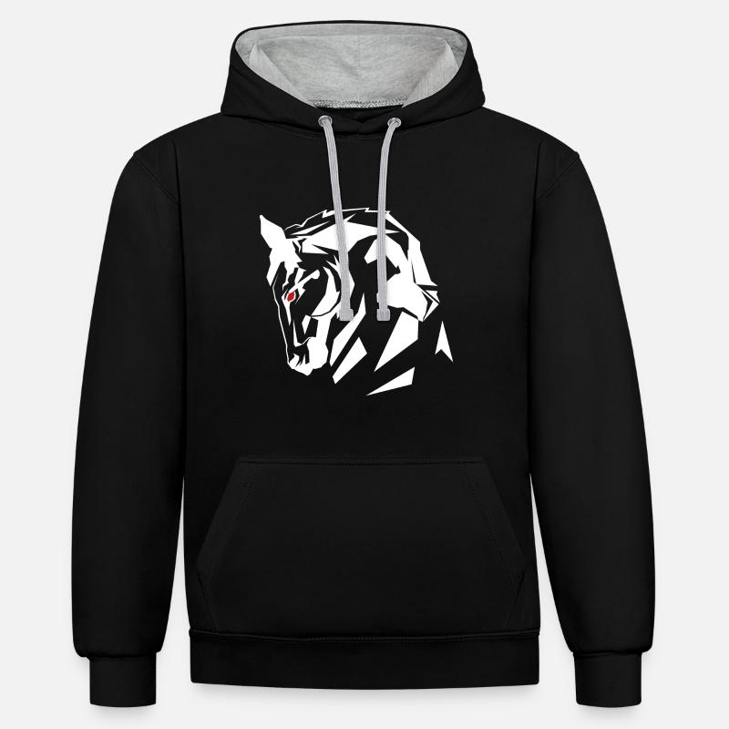 T-SHIRT CHEVAL CHEVAL CHEVAL CHEVAL - Sweat à capuche contrasté - noir/gris chiné