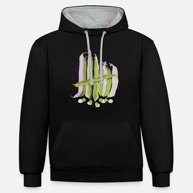pois GoVegan - Sweat à capuche contrasté - noir/gris chiné