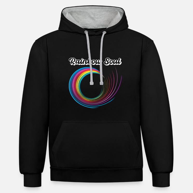 Rainbow soul Geschenkidee - Kontrast-Hoodie - Schwarz/Grau meliert