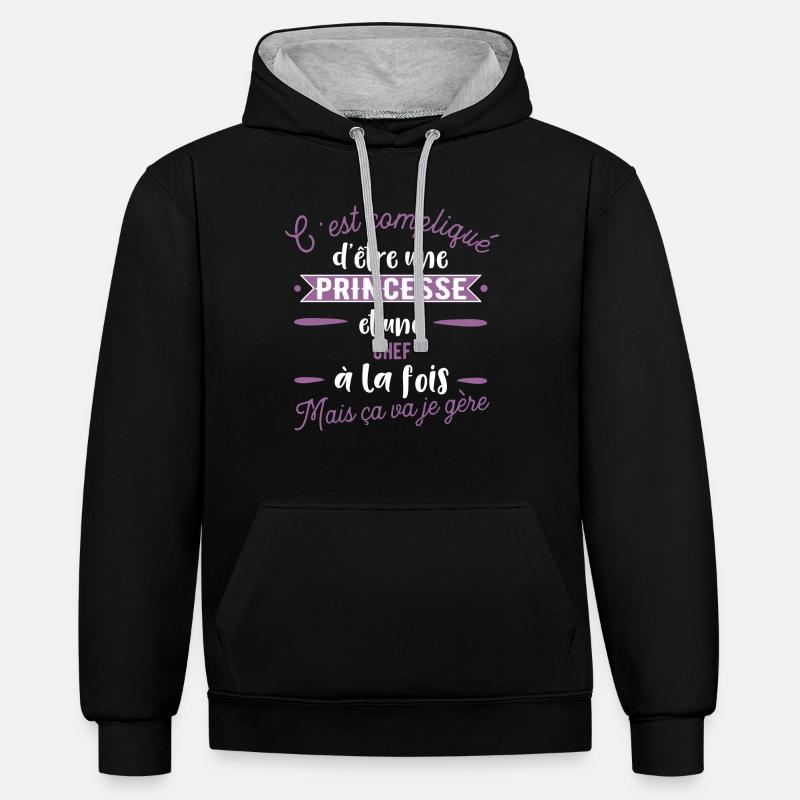 Princesse Chef cadeau métier - Sweat à capuche contrasté - noir/gris chiné