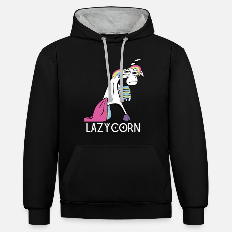 LazyCorn - Sweat à capuche contrasté - noir/gris chiné