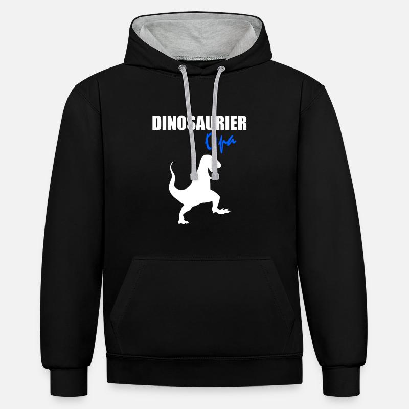 Idée cadeau papy dinosaure - Sweat à capuche contrasté - noir/gris chiné