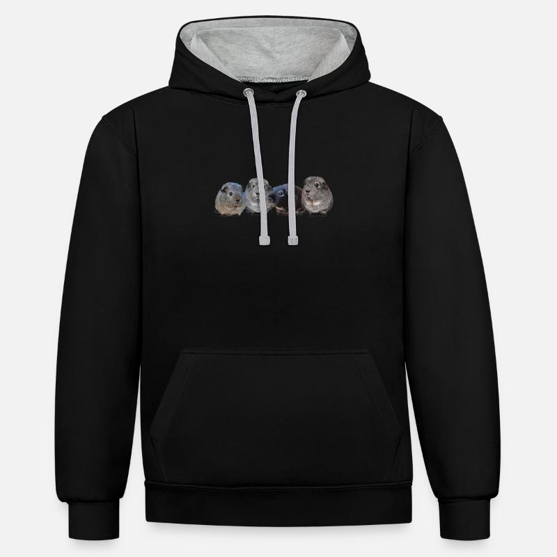 cochons d'inde mignon - Sweat à capuche contrasté - noir/gris chiné