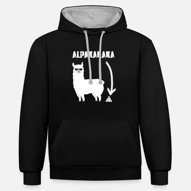 Kaka alpaca - Sweat à capuche contrasté - noir/gris chiné