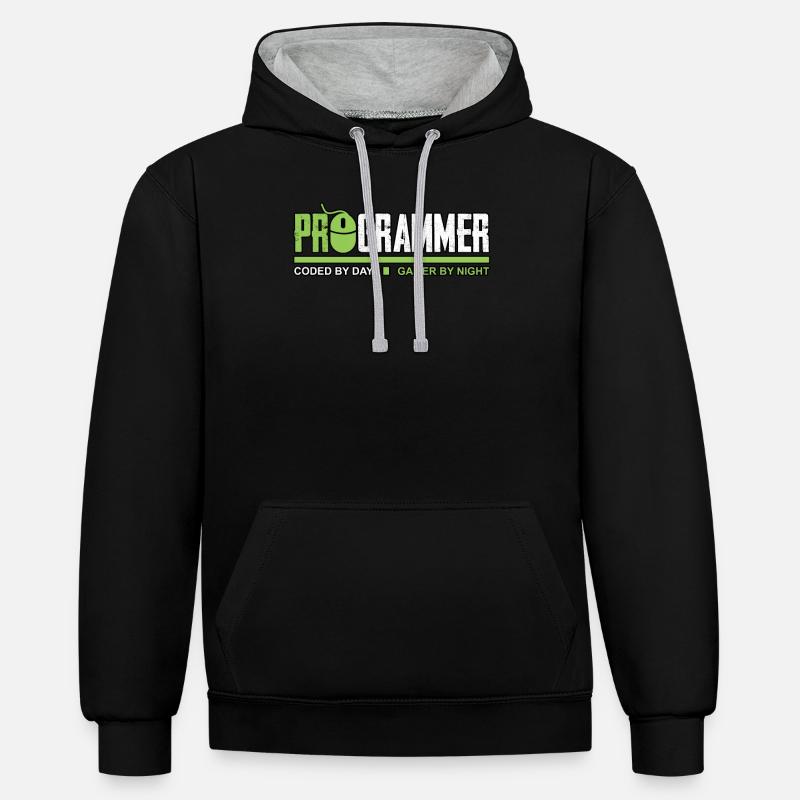 ProGrammer Gamer Programmeur Nerd PC cadeau - Sweat à capuche contrasté - noir/gris chiné