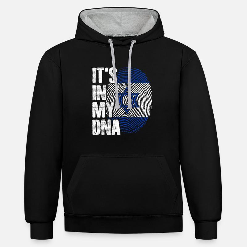 Israël DNA - Sweat à capuche contrasté - noir/gris chiné