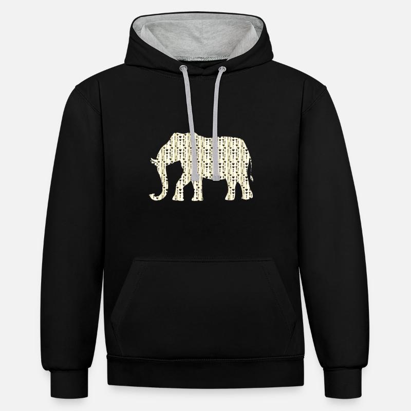 Éléphant - Sweat à capuche contrasté - noir/gris chiné
