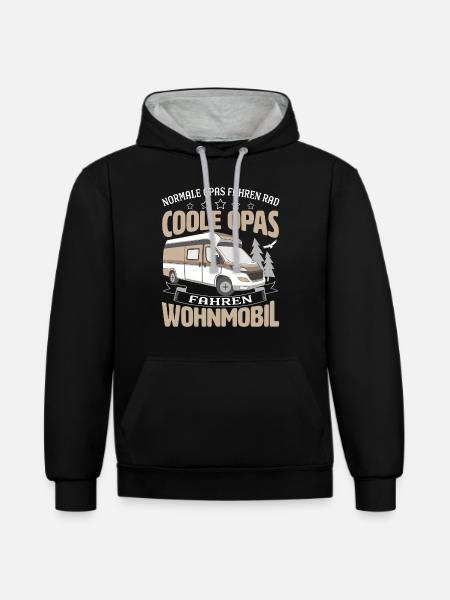 Coole Opas fahren Wohnmobil - Kontrast-Hoodie - Schwarz/Grau meliert