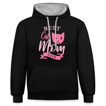Best Cat Mom Ever Best Cat Mom Kitten - Contrast hoodie - black/heather grey - Front - Anna (173cm) & Nico (186cm)