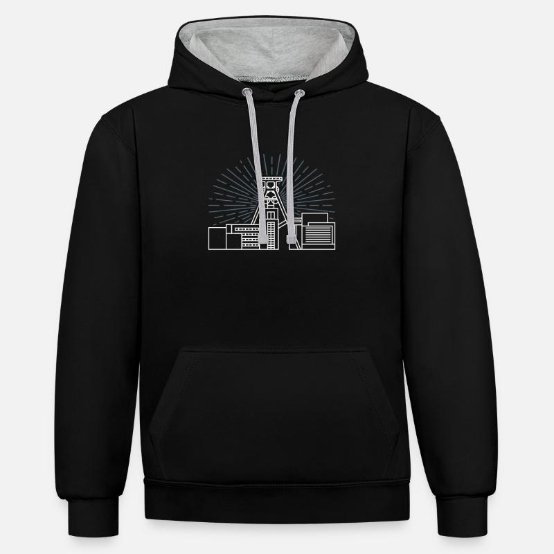 Exploitation minière - Sweat à capuche contrasté - noir/gris chiné