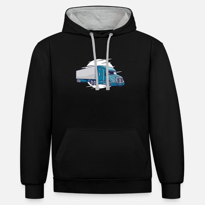 un camion - Sweat à capuche contrasté - noir/gris chiné