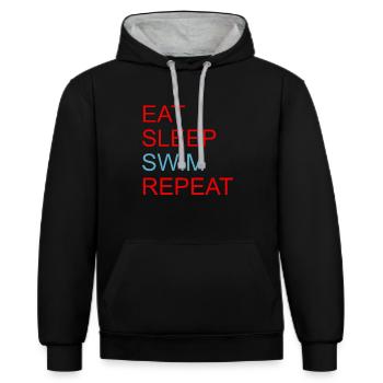 EAT SLEEP SWIM REPEAT - Contrast hoodie - black/heather grey - Front - Anna (173cm) & Nico (186cm)
