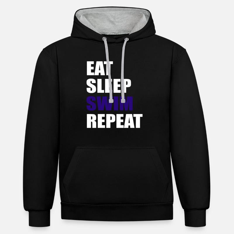 Cadeau de natation - Sweat à capuche contrasté - noir/gris chiné
