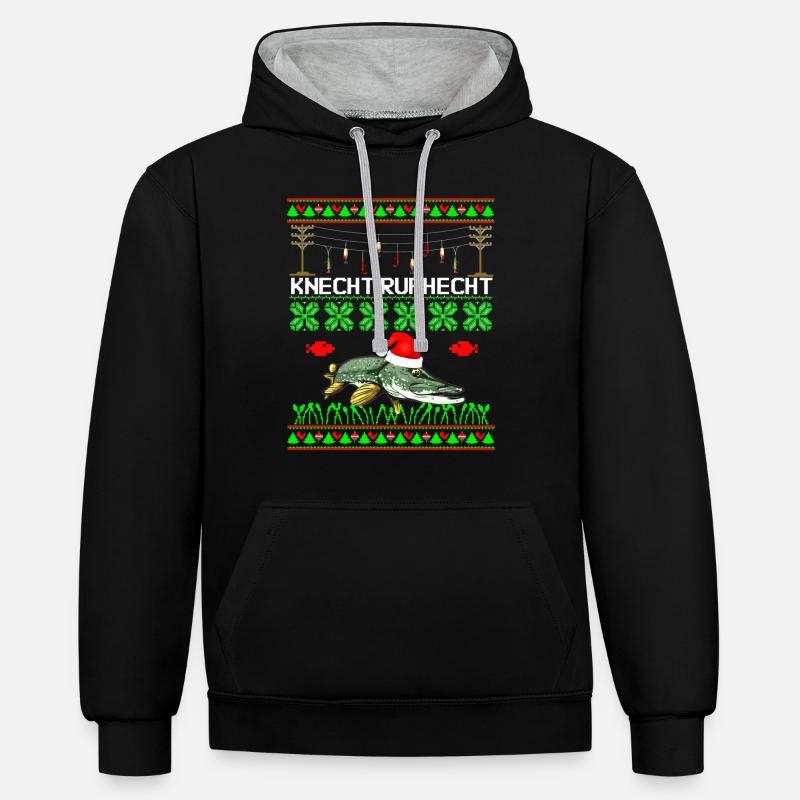 KNECHT RupHECHT - Sweat à capuche contrasté - noir/gris chiné