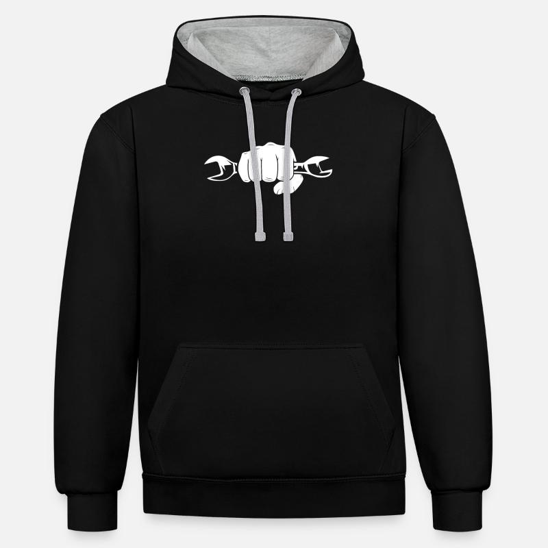 Mécanicien de machines agricoles - Sweat à capuche contrasté - noir/gris chiné