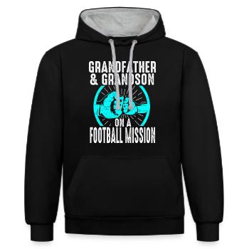 Opa Fußball Enkel Fußballspieler Großvater - Kontrast-Hoodie - Schwarz/Grau meliert - Vorne - Anna (173cm) & Nico (186cm)