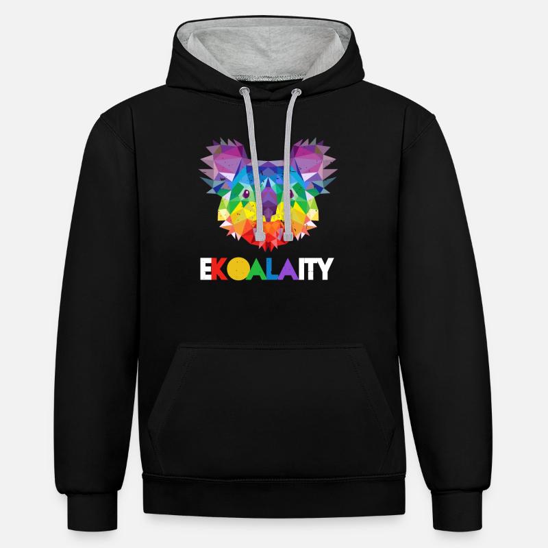 Koala Rainbow Flag Gay Pride - Sweat à capuche contrasté - noir/gris chiné