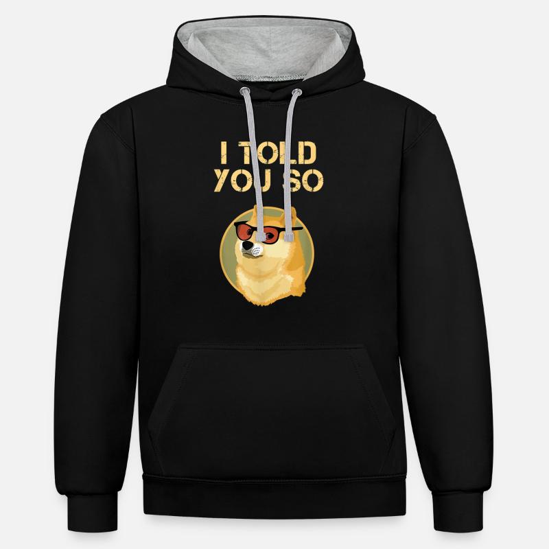Dogecoin Cryptocurrecy Drôle de Dogecoin - Sweat à capuche contrasté - noir/gris chiné