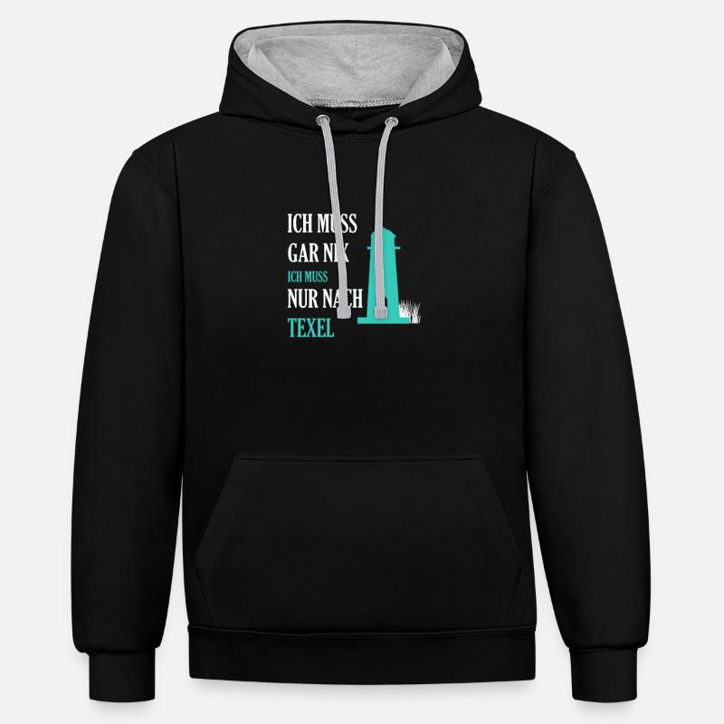 Phare Texel - Sweat à capuche contrasté - noir/gris chiné