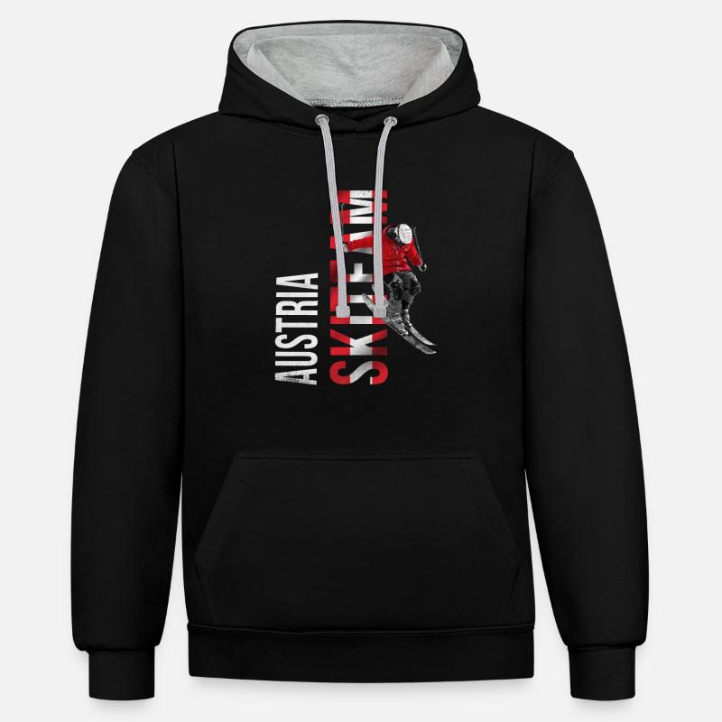 Équipe d’Autriche de ski - Sweat à capuche contrasté - noir/gris chiné