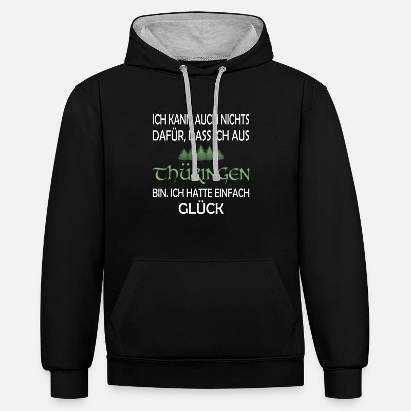 Thüringen - Kontrast-Hoodie - Schwarz/Grau meliert