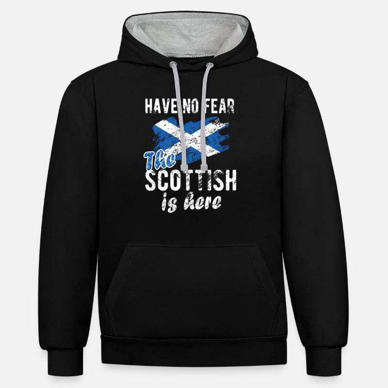 Fier Écossais Ecosse Drapeau écossais - Sweat à capuche contrasté - noir/gris chiné