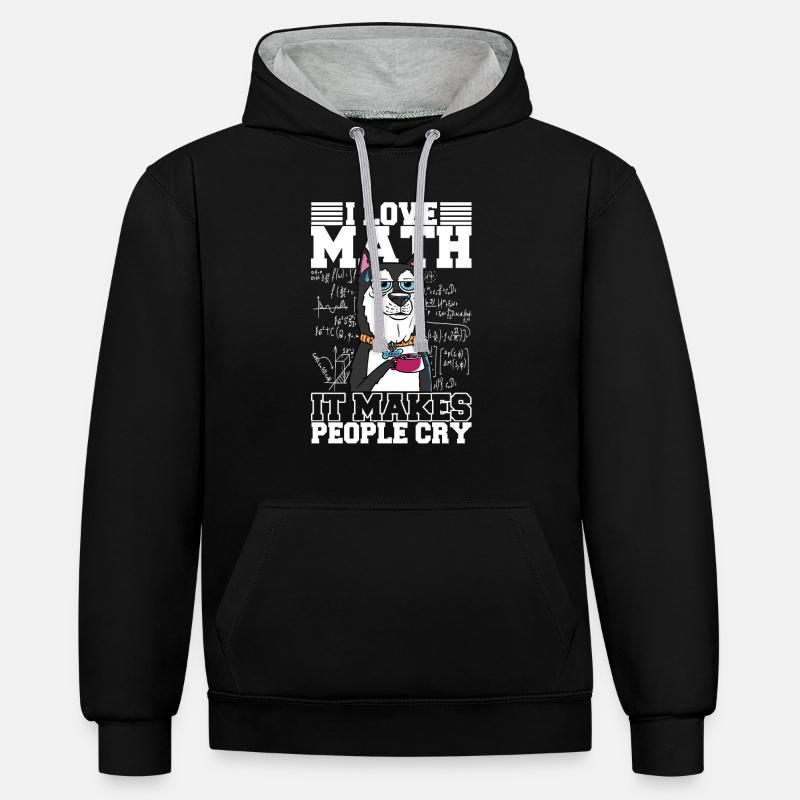 Mathe Mathelehrer - Kontrast-Hoodie - Schwarz/Grau meliert