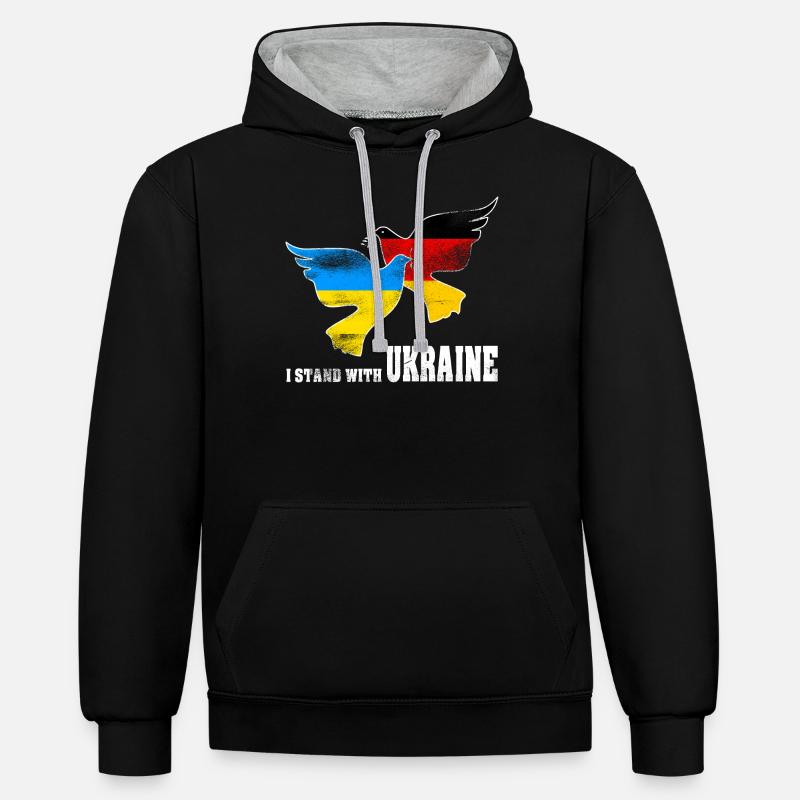 Ukraine - Sweat à capuche contrasté - noir/gris chiné